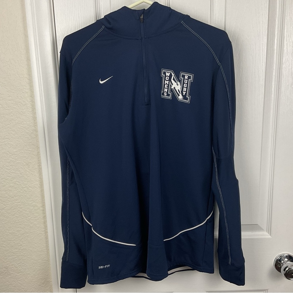 Pre-Owned Nike Dri-Fit Navy Northern Womens Rugby 1/4 Zip Hoodie, Size L